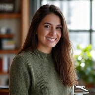 Samata Raicu, fiction author in a bright studio